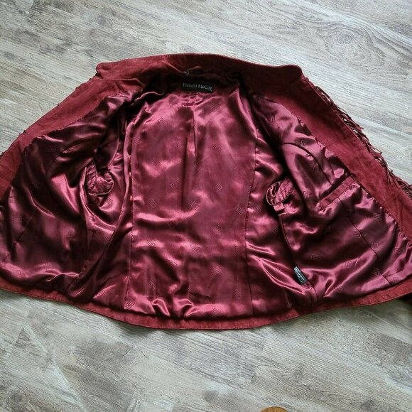 Pamela McCoy Womens Suede Leather Fringe Jacket Maroon Country Western Size L - Picture 7 of 11